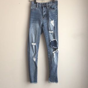 Distressed/patch skinny jeans, BDG skinny highrise